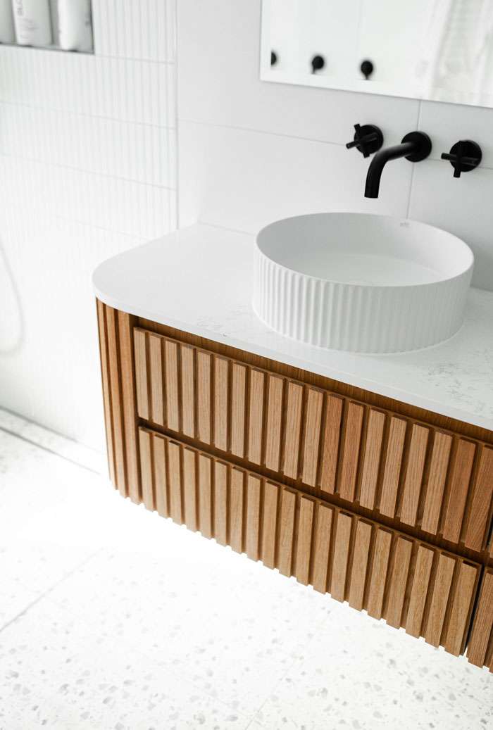 Custom bathroom designed and made by Buildrite Joinery