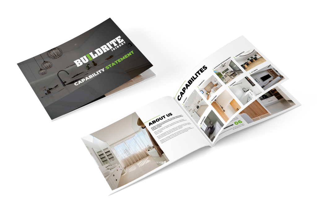 A mockup of Buildrite Joinery Capability Statment