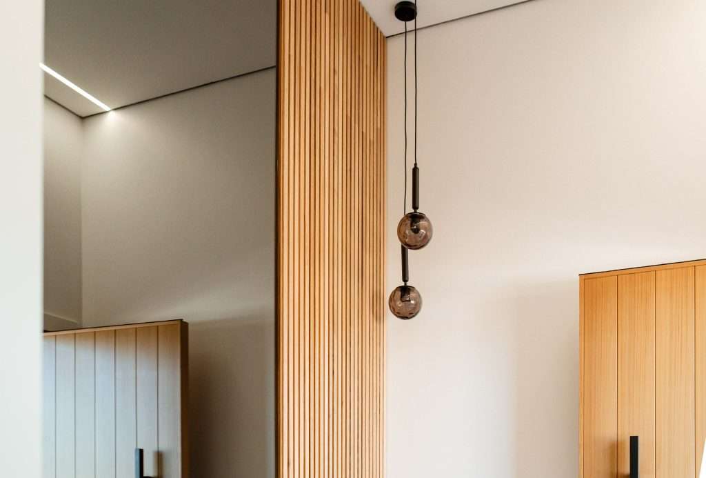 Feature wall with a flutted wooden wall